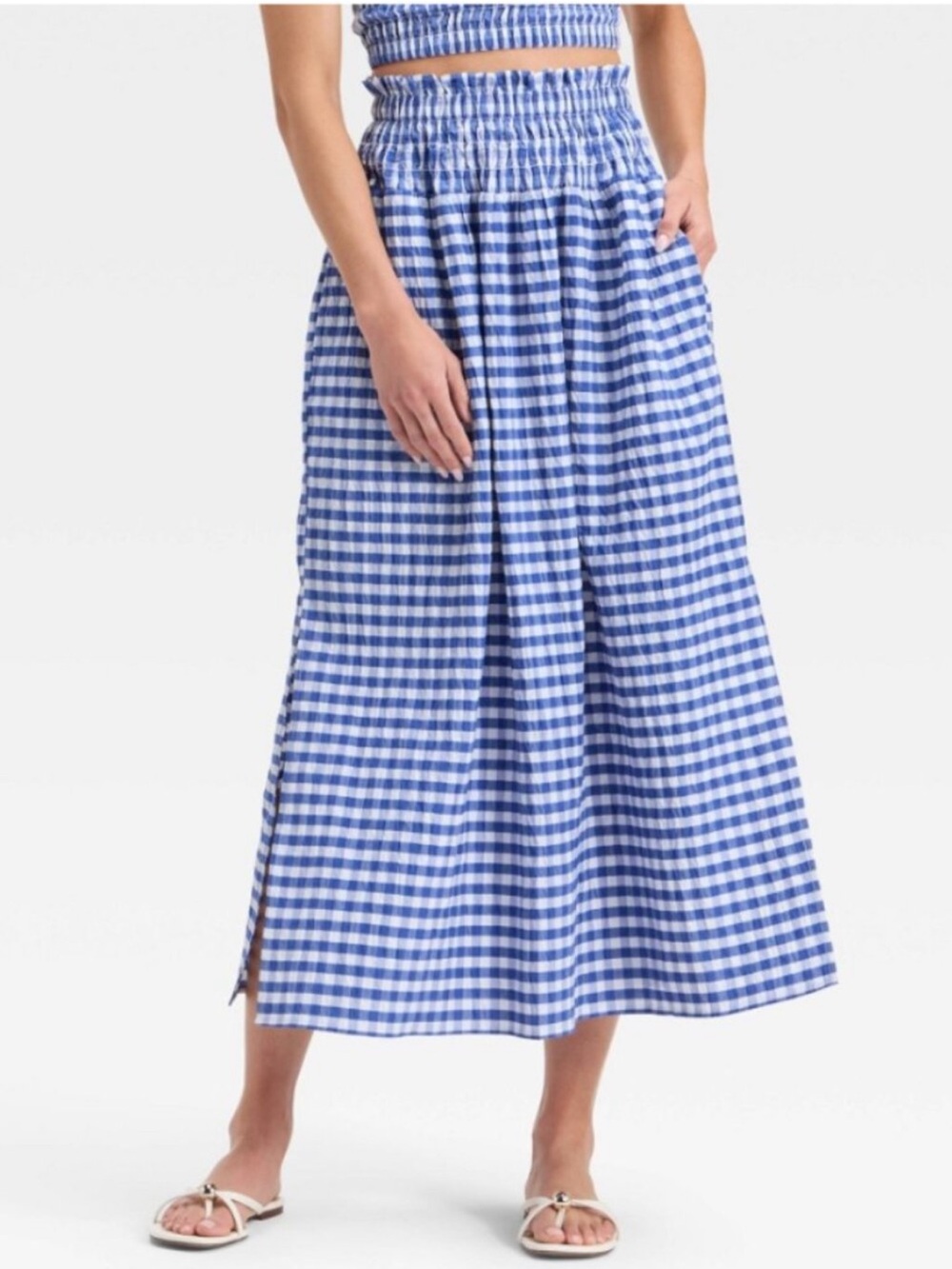 Universal Thread Smocked Maxi A-line Gingham Skirt | Size Small